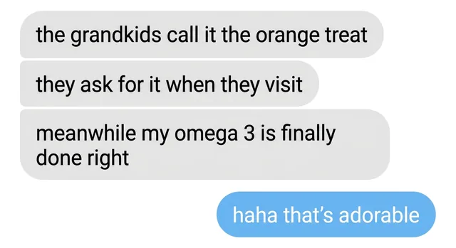 Screenshot of a text message from Rosa L. about her grandkids